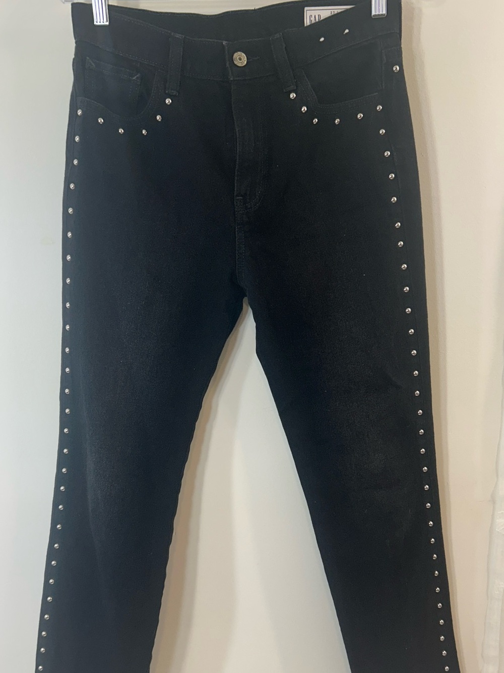GAP Women's Black Skinny Jeans with Silver Stud Trim